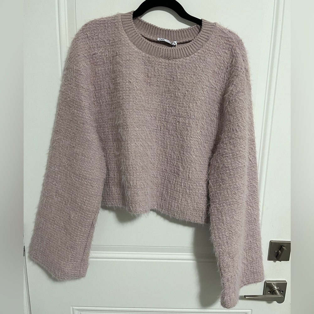 Zara Women's Glitter Cropped Sweater - Size L